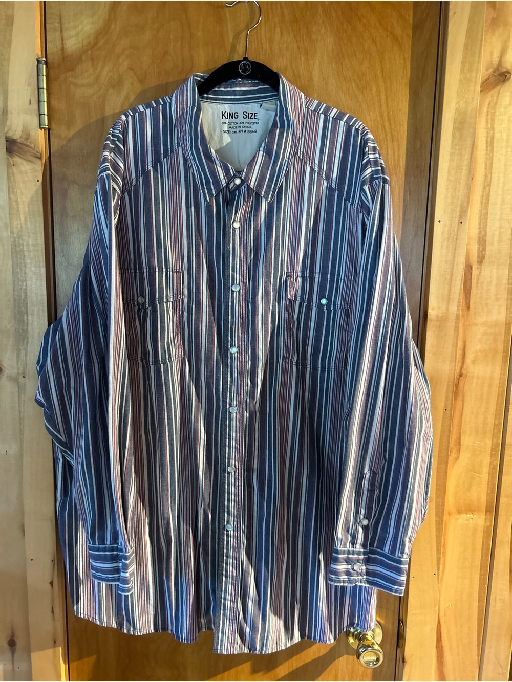 KING SIZE Men's 3XL Weatern Pearl Snap Shirt Long Sleeve Cotton Blend
